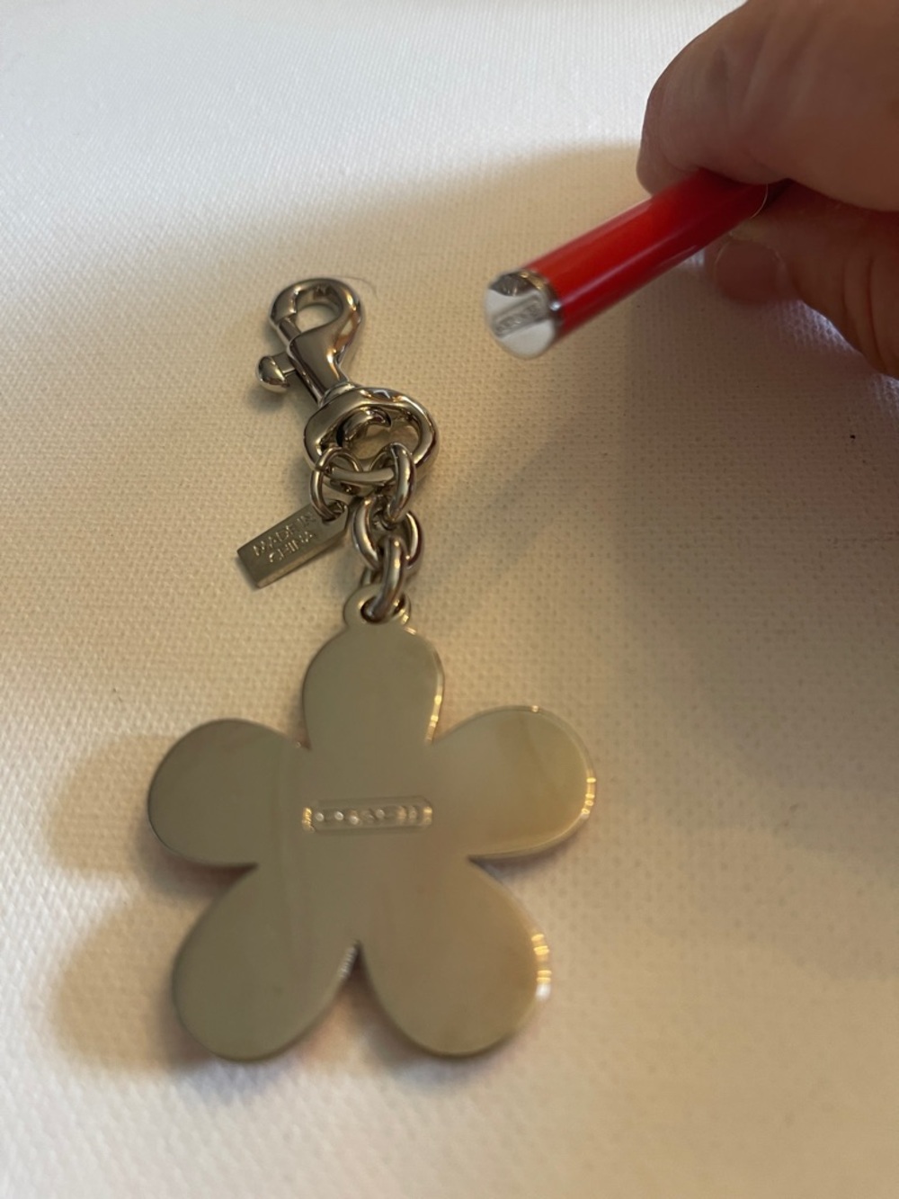 Coach Orange Enamel Flower Keychain Charm and Coach Pen - Picture 4 of 4